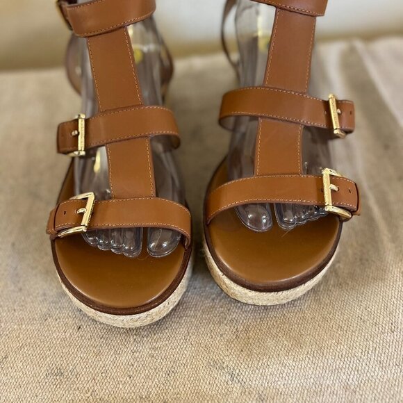 Michael Michael Kors Brown Leather Cunningham Summer Sandals Sz 9 - Picture 3 of 9